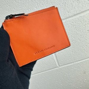 Armani Exchange Orange Pebble Leather Coin Purse & Key Chain Style C05550